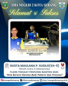 Read more about the article PERAIH JUARA 2 CABANG KRIYA FLS2N TINGKAT PROVINSI BANTEN 2025