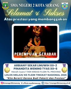 Read more about the article PERAIH JUARA 1 CABANG TARI KREASI FLS2N TINGKAT NASIONAL TAHUN 2025